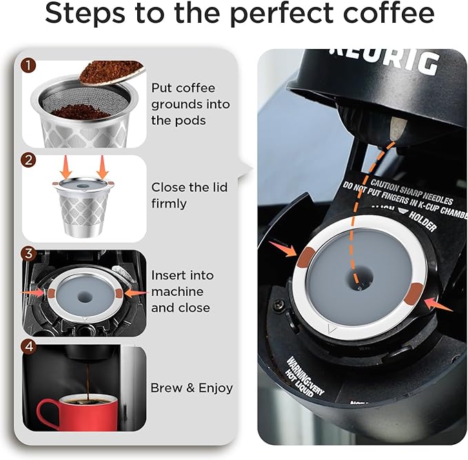 Reusable k Cup Coffee Filters,Universal stainless steel Refillable k Cups Filter Use for K 2.0 and 1.0 Coffee Makers-brewers (2)