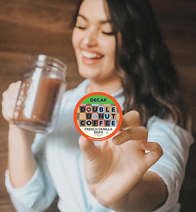Double Donut Coffee Decaf Flavored Coffee Single Serve Cups For Keurig K Cup Brewer Variety Pack Sampler (96 count)