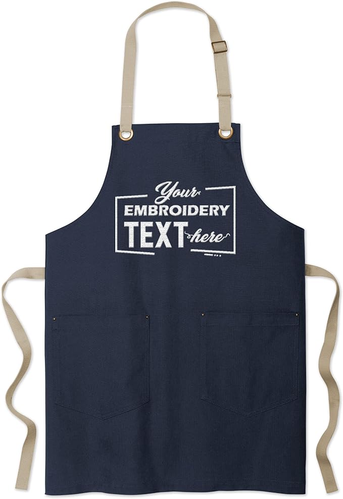 TEEAMORE Custom Embroidered Kitchen Apron Add Your Name Logo Design Cooking Baking Kitchen Chef Apron Gifts