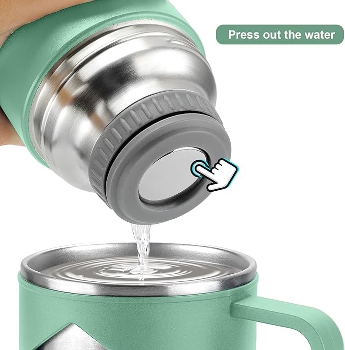 Stainless Steel Thermo 700ml/23.7oz Vacuum Insulated Bottle with Cup for Coffee Hot drink and Cold drink water flask.(Green,Set)