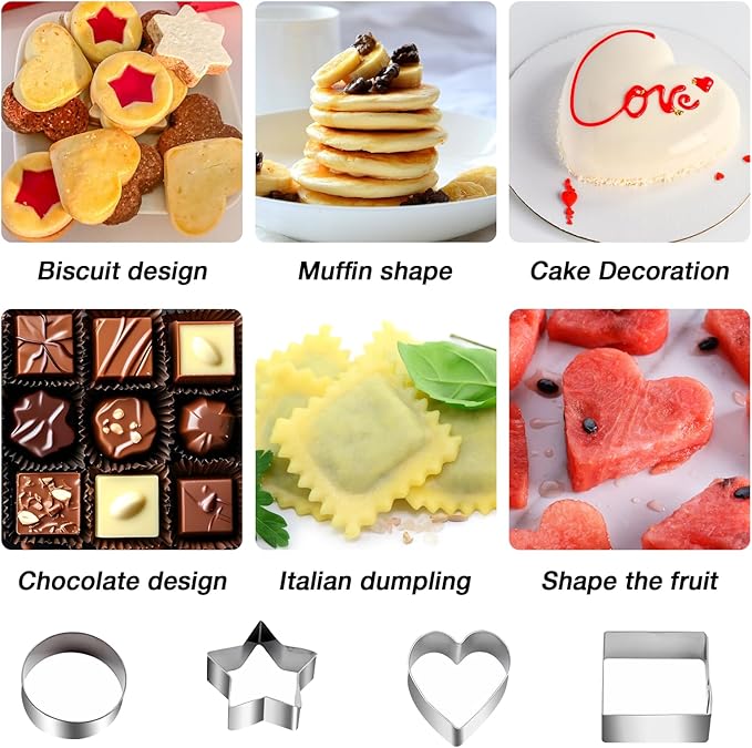 Stainless Steel Cookie Cutter Set - 30Pcs Multi Shapes Kit with Small Circle, Triangle, Mini & Small Star Cutters for Baking, Holiday Cookies, Kids Kitchen Tools (Boys & Girls)
