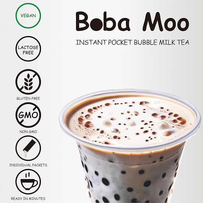 Boba Moo Mini Premium Boba Tea Kit With Classic Milk Tea Flavor - Only 10,000 Kits Yearly, Small Batch Bubble Tea Kit With Exceptional Taste & Chewiness, Vegan, Lactose-Free, 3 Servings