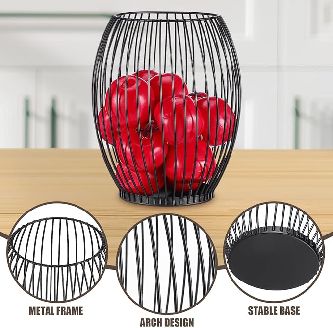Luxshiny Coffee Pod Holder, Metal Espresso Pod Baskets Black Wire Baskets for Counter Small Space Storage Station Organizer Coffee Bar Accessories - 5.31"W x 6.09"H
