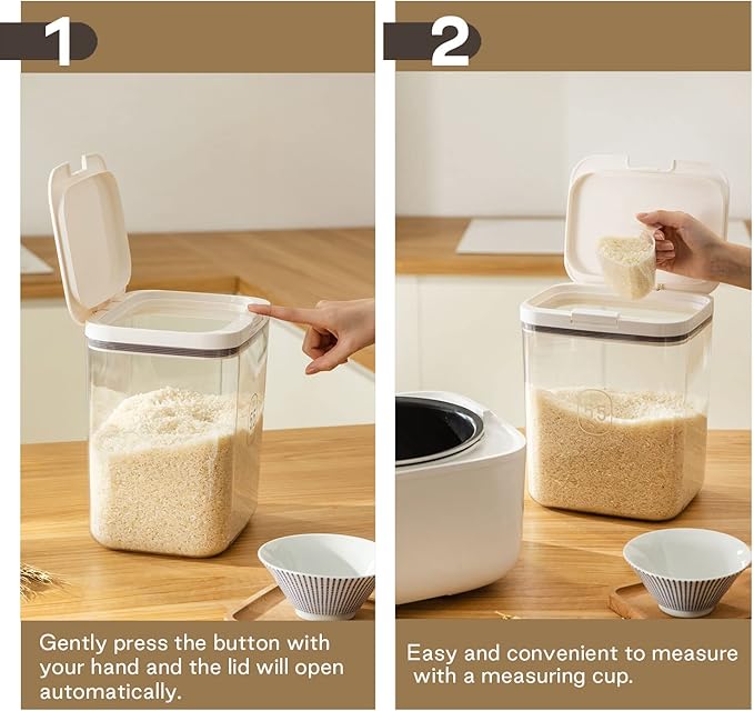 Flour Container - 5.5 L /5.81qt/5kg Large Flour Dispenser Keep Your Flour Fresh and Dry Easily with Kitchen Essential