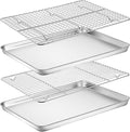 Baking Sheet with Rack Set, Yododo Set of 4 (2 Sheets + 2 Racks), Stainless Steel Cookie Sheet Baking Pan Tray with Cooling Rack, Non Toxic & Heavy Duty & Easy Clean - Size of 16 inch