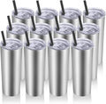 VEGOND Stainless Steel Tumblers Bulk 12 Pack, 20 oz Vacuum Insulated Skinny Tumblers with Lids and Straws, Double Wall Slim Tumbler, Travel Water Cup