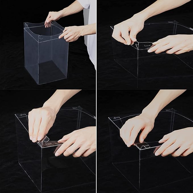 XININSUN 6Pcs clear cake Box with Ribbon, 8 X 8 X 9inch tall cake box,8inch Bakery Take Out Transport Containers Clear Gift Boxes for Wedding, Birthday, Party