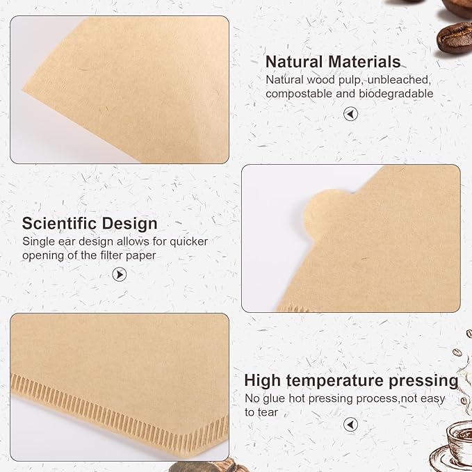 #4 Cone Coffee Filters 8-12 Cups, Disposable Natural Coffee Filters 4 Cone Paper Unbleached 4 Filters Paper Compatible with Ninja, Drip and Pour Over Coffee Maker, 120 Count
