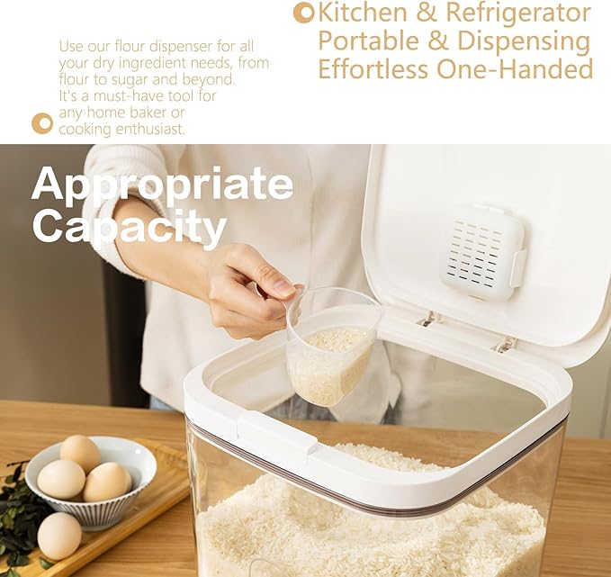 Flour Dispenser 10LBS - 5 L /5 QT /5 KG Rice Container Storage Food Cereal Container Bins Household for Kitchen Pantry Organization (5 L)