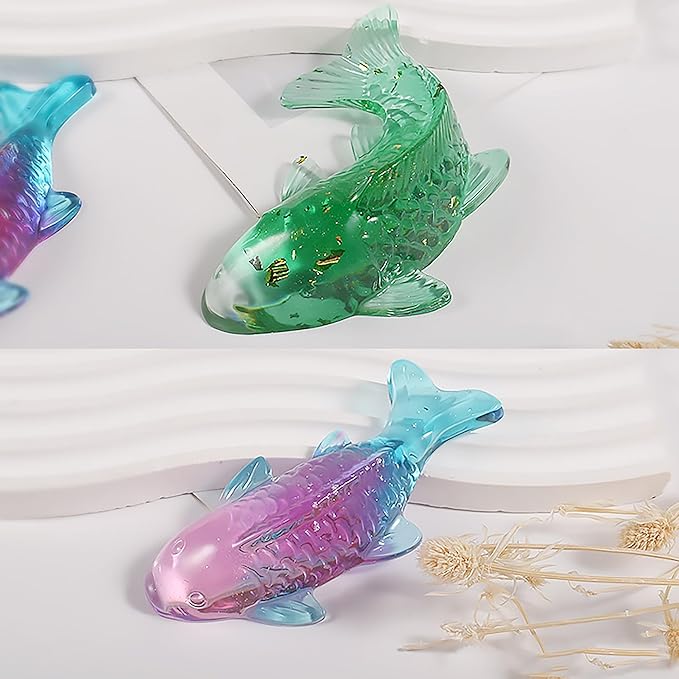 2 Pack Fish Resin Mold - Animal Resin Casting Silicone Molds for Home Decor & Candle Making Wave Spiral Mold
