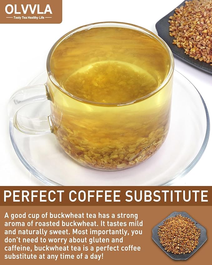 Olvvla - Himalayan Tartary Buckwheat - 8oz/227g - Premium Roasted Buckwheat Tea - Gluten-Free - Caffeine Free - Rich Aroma of Roasted Buckwheat