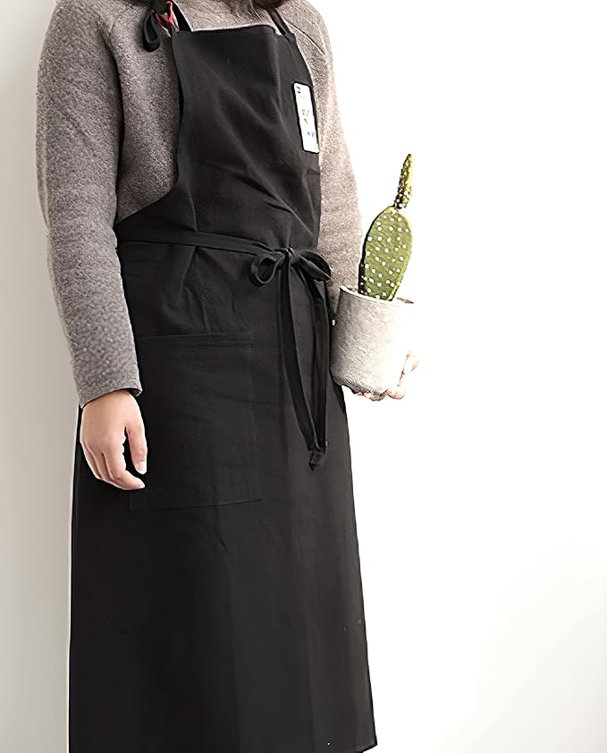 HANEE Kitchen Apron for Women & Men (9 Colors) Linen Cooking Aprons with pocket