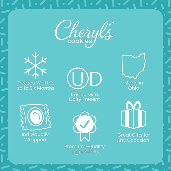Cheryl's Cookies® Cookie Gift Box w/ 12 Assorted Cookies, Chocolate Chip, Oatmeal Raisin, Chocolate, Sugar & Buttercream Frosted Individually Wrapped, Gourmet, Handmade, Any Occasion, Family, Friends