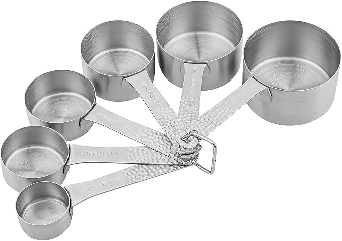 Measuring Cups and Spoons Set 14, 18/8 Stainless Steel Measuring Cups and Spoons Set for Baking & Kitchen, Metric & US Metal 6 Measuring Cups and 7 Measuring Spoons with 1 Leveler