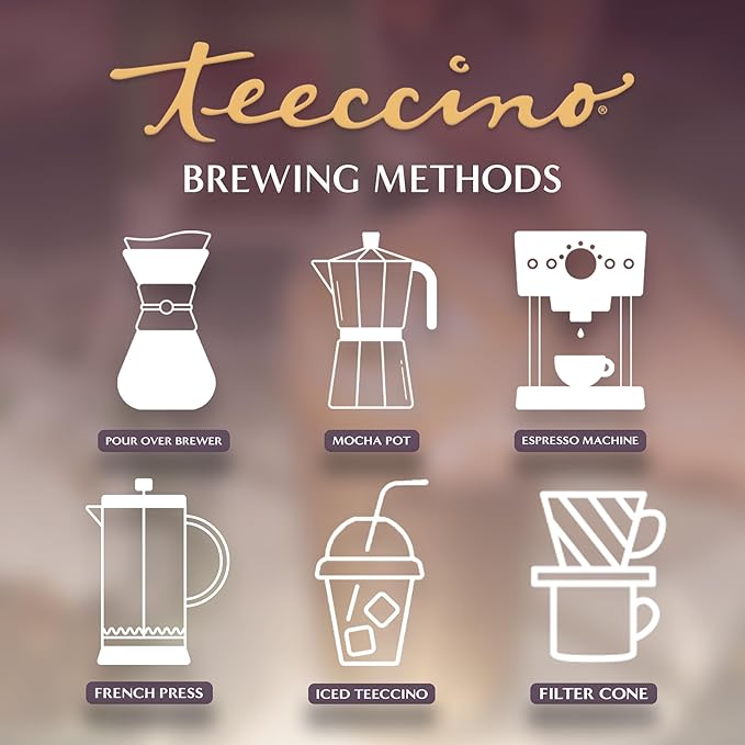 Teeccino Caramel Nut Chicory Coffee Alternative - Ground Herbal Coffee That’s Prebiotic, Caffeine Free & Acid Free, Medium Roast, 11 Ounce