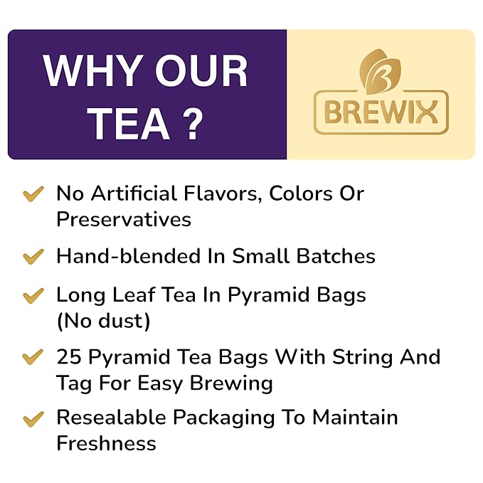 BREWIX, Earl Grey with Lavender Tea, Picnic in Paris Black Tea (25 Pyramid Tea Bags) | Black Tea with Bergamot, Lavender and Vanilla Notes | Gourmet Tea