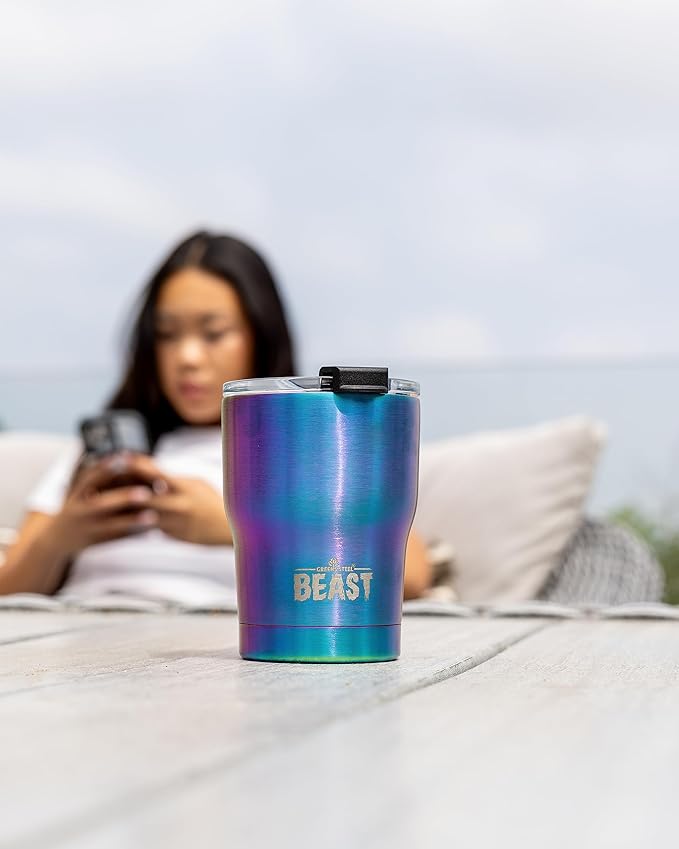 Beast 10 oz Tumbler Stainless Steel Vacuum Insulated Coffee Ice Cup Double Wall Travel Flask (Rainbow)