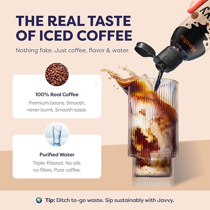 Javvy Coffee Concentrate - Cold Brew Coffee, Perfect for Hot or Iced Instant Coffees, Hot Drinks, Cold Brew Concentrate, 35 Servings - Mocha