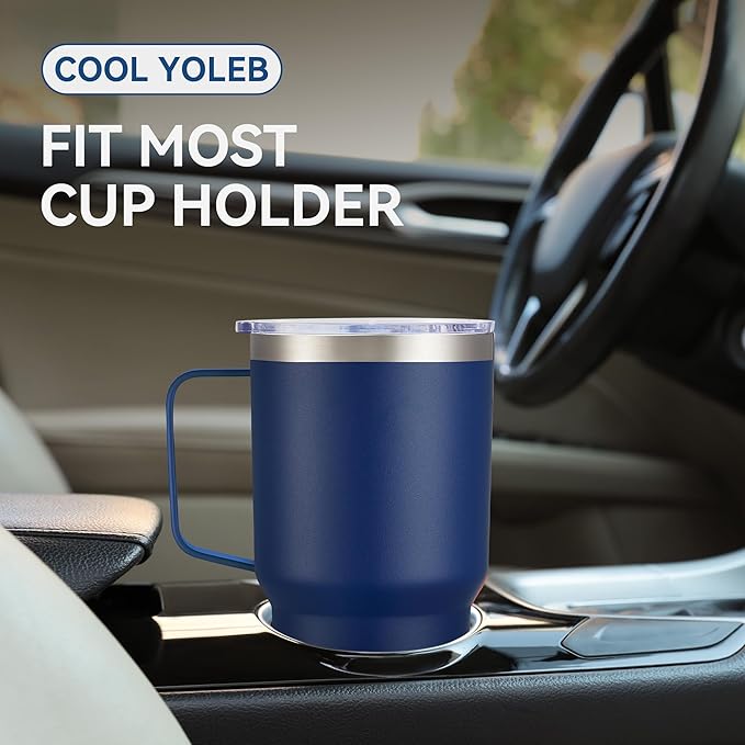 30 oz Tumbler with Handle and Lid, Stainless Steel Tumblers Bulk Double Wall Vacuum Insulated Travel Mug Leak Proof Cup Keep Drinks Cold and Hot Navy, 12 Pack