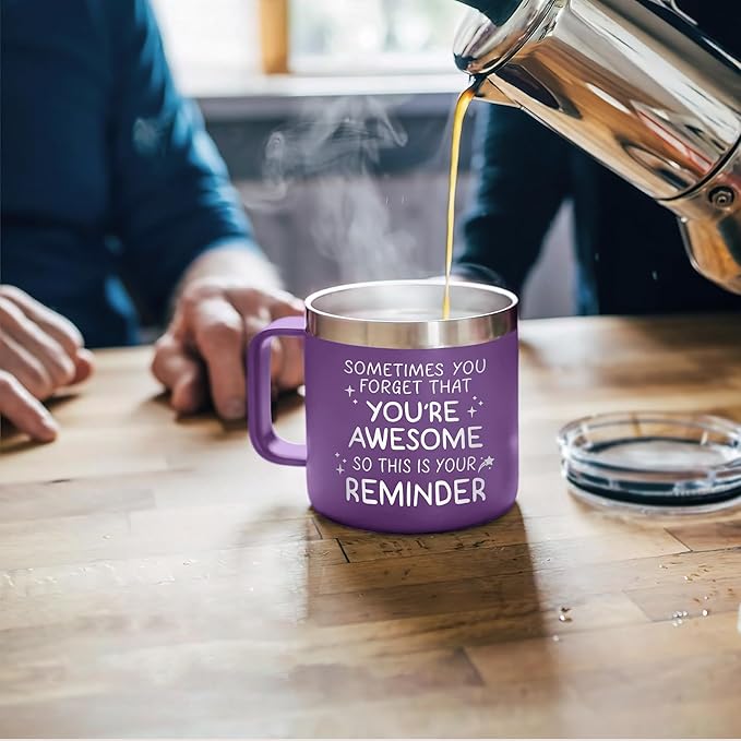 Gossby Thank You Gift for Women - 14oz Insulated Tumbler Mug with Lid, Straw - Sometimes You Forget You're Awesome - Appreciation, Inspirational Cheer Up Gift for Teacher, Boss, Coworker, Friend