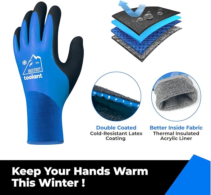 Waterproof Winter Work Gloves for Men and Women, Touchscreen, Freezer Gloves, Thermal Insulated, for Cold Weather