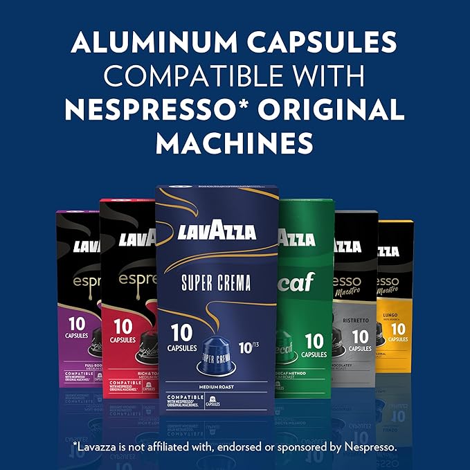 Lavazza Espresso Favorites Collection of Aluminum Capsules Compatible with Nespresso* Original Machines, Contains Light, Medium, and Dark Espresso Roast (60 Capsules)