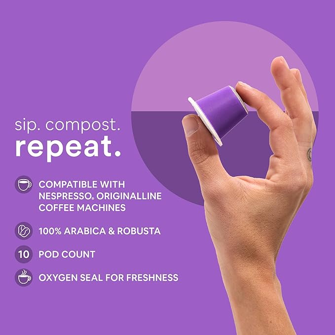 WOKEN COFFEE Compostable Nespresso Pods - Deciso Dark Roast Italian Espresso Coffee Capsules Compatible With Nespresso Coffee Machine (60 Pod Count, 6 Boxes)