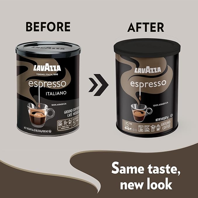 Lavazza Caffe Espresso Ground Coffee Blend, Medium Roast, 8 oz