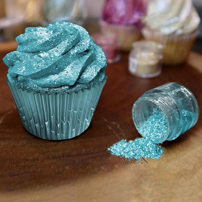 BAKELL Teal Edible Glitter, 45 Grams | TINKER DUST Edible Glitter | KOSHER Certified | 100% Edible Glitter | Cakes, Cupcakes, Cake Pops, Drinks, Dessert Vegan Glitter & Dusts (45g Shaker, Teal)