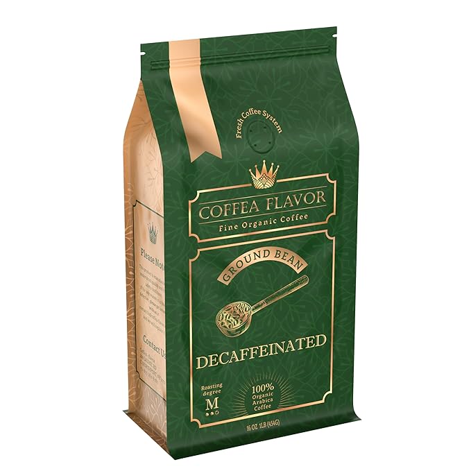 Coffea Flavor Fine Organic Coffee - Classic decaf Ground Coffee Medium Roast | 100% Arabica Coffee| Perfect for Espresso | USDA Certified Organic | Fair Trade | Grown and Roast in the Caribbean |16 Oz