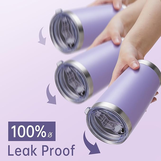 20 oz Tumblers Bulk Stainless Steel Tumbler with Lid Double Wall Vacuum Insulated Coffee Mug 20oz Powder Coated Cup for Hot and Cold Drinks, Purple, 12 pack