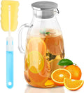 SUSTEAS 3 Liter 101 oz Glass Pitcher with Lid and Nozzle, Cold/Hot Water Glass Water Bottle, Ice Tea Water Jar for Refrigerator, Large Water Jar for Juice, Milk, Coffee or Homemade Drinks,Vase