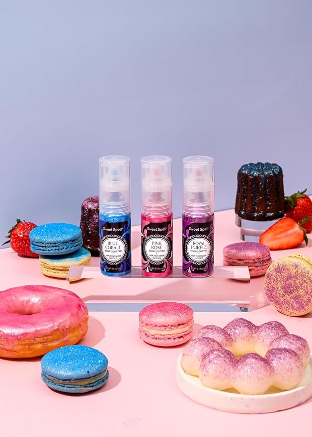 Sweet Spell Edible Cake Glitter Spray – Shimmering Magic for Cakes Decorating & Cocktails – 100% Edible, Food-Grade, Vegan, Gluten-Free (Purple)