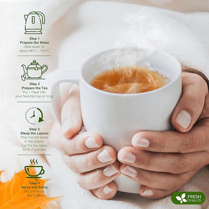 FreshDrinkUS, Super Soursop Herbal Tea – 40 Tea Bags | Soursop, Ginger, Turmeric, Lemongrass, Cinnamon, Black Pepper & Peppermint | Caffeine-Free, Natural Flavor, Plant-Based Blend | Sugar-Free