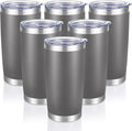 20 oz Tumblers Bulk Stainless Steel Tumbler with Lid Double Wall Vacuum Insulated Coffee Mug 20oz Powder Coated Cup for Hot and Cold Drinks, Gray, 6 pack