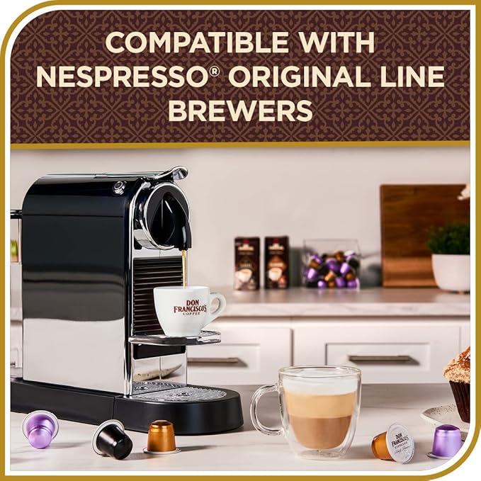 Don Francisco's Old Havana Espresso Pods: 40 Recyclable Aluminum Capsules, Intensity 8 Medium Dark Roast, Nespresso Original Line Compatible - Bold Cuban-Style coffee with Nutty Notes