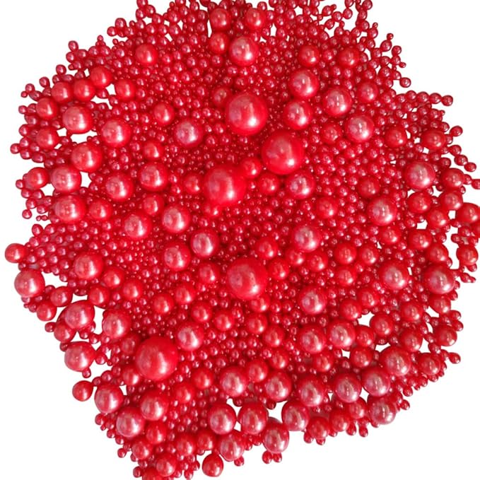 Edible Red Sugar Pearls Candy Sprinkles 120G/ 4.23Ounce Baking Cake Sprinkles Cupcake and Cake Topper Cookie Decorations Wedding Party Valentines Halloween Christmas Supplies