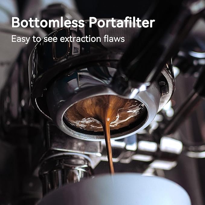 58mm Bottomless Portafilter with Double Shot Filter Basket & Premium Walnutwood Handle, Portafilter Compatible with All Breville 58mm Machines, Espresso Accessories(Puck Screen)
