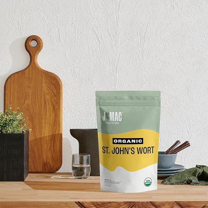 J Mac Botanicals, Organic St John's Wort herb (4 oz) loose leaf St. Johns Wort tea