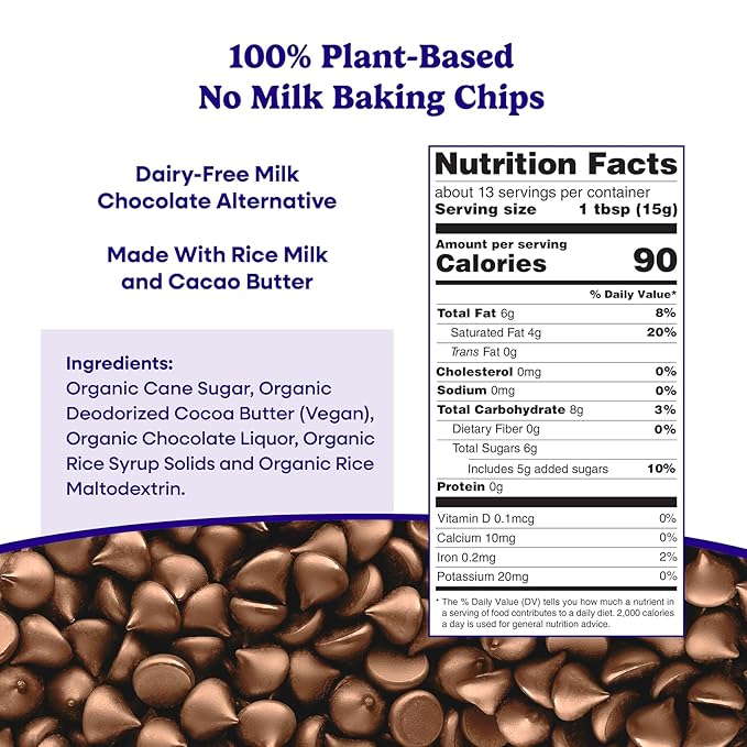 Pascha Organic Chip with Rice, Vegan Milk Chocolate, 56 Oz, Pack of 8