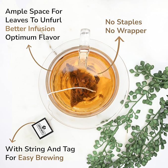 BREWIX, Darjeeling Golden Summer Tea From Himalayas (22 Pyramid Tea Bags) | High Grown in the Himalayas | Long Leaf Tea, Packed in Resealable Ziplock Pouch