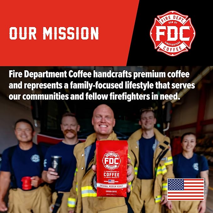 Fire Department Coffee - Gives Back to Firefighters - Balanced & Smooth Original Medium Roast Coffee Beans - Roasted in the USA - Whole Bean - Veteran Owned - Bulk 5 LB