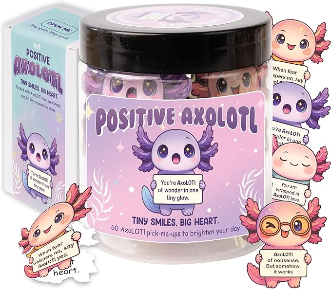 Positive Axolotl Jar – Cute Axolotl Gifts for Teens, Tweens, Daughter, Students – Back to School Gift for Kids, Granddaughter, Niece – Gifts for Teenage Girls, Tween Girls Trendy Stuff