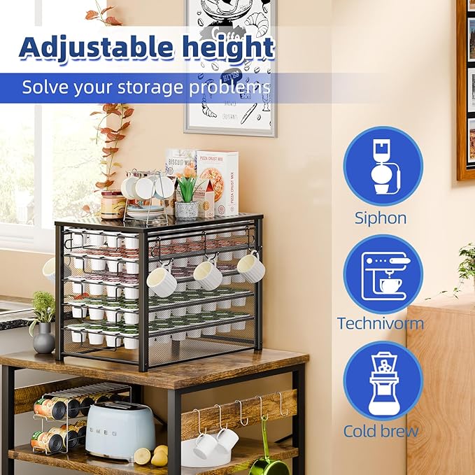 Simple Trending 5 Tier Coffee Pod Holder for K Cup, 160 Pod Pack Capacity Rack, Metal, Black