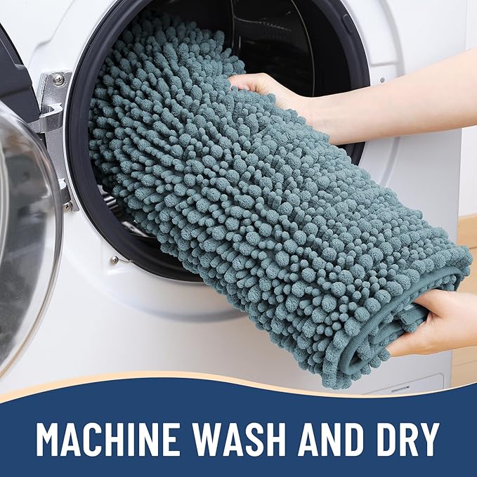 Arotive Luxury Chenille Bathroom Rug Mat, Extra Soft Thick Absorbent Shaggy Bath Rugs, Non-Slip Machine Wash Dry, Plush Bath Mats for Bathroom, Shower and Tub, 36x24, Smoky Gray