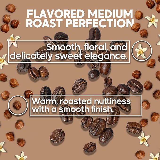 Sarasota Coffee Whole Bean Vanilla Hazelnut | Medium Roast Gourmet Flavored Coffee Beans | Low Acid, Mold Free, Specialty Grade Bulk Beans | 5lb (80 oz)