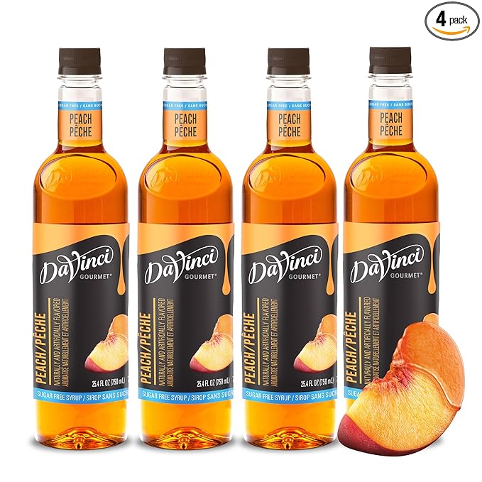 DaVinci Gourmet Sugar-Free Peach Syrup, 25.4 Ounce (Pack of 4)