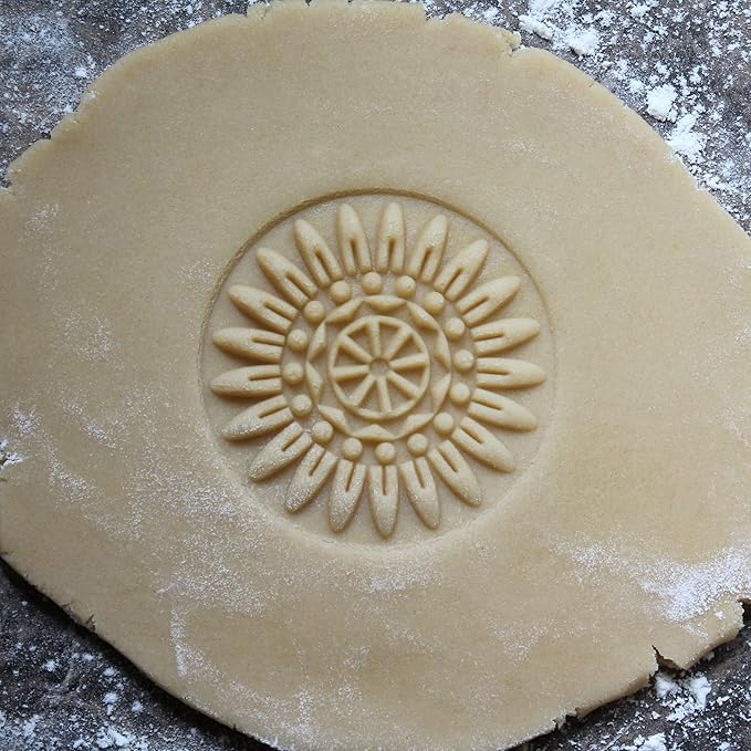 Wood Cookie Stamp, 2.5 Inch (Feather Mandala CS-047)