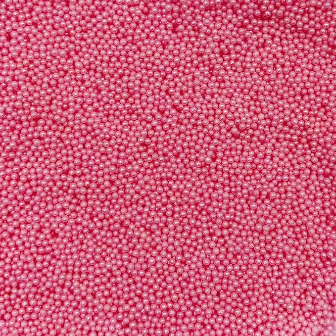 Dynastang 2mm Dark Pink Pearls Sprinkles Edible Pearls Cake Decorating Stars Cake Decorations Cupcake Toppers Cookie Decorating Perfect for Cakes, Cupcakes, Desserts Toppings 3OZ