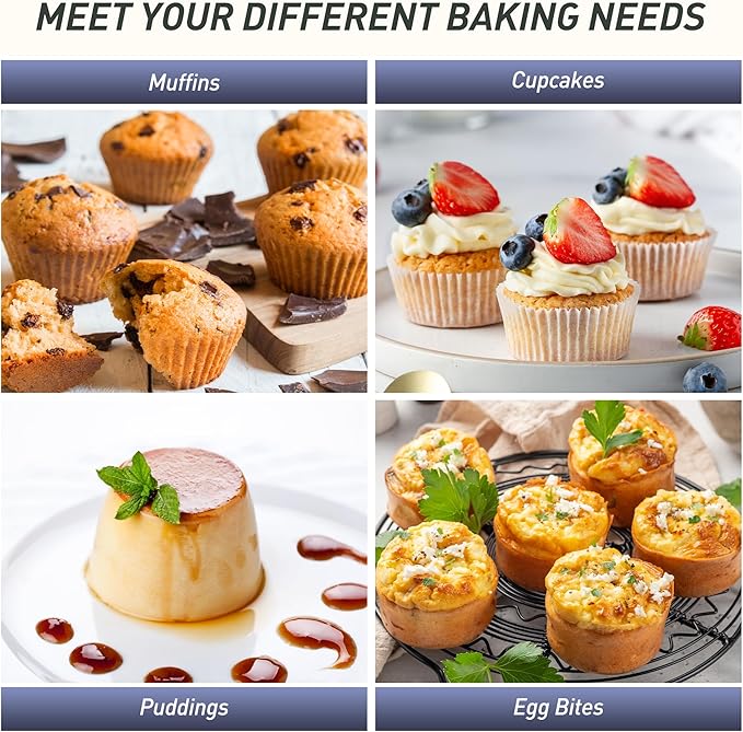 2 Pack 12 Cups Silicone Muffin Pan with Metal Reinforced Frame Regular Size Silicone Molds Cupcake Cake Baking Pans Baking Cupcake Mold Best Baking Pans Tart Pan Sheet Set Reusable Cupcake Liners